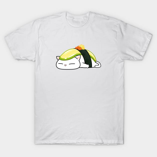 Chubby Cat Avocado Sushi T-Shirt by Takeda_Art